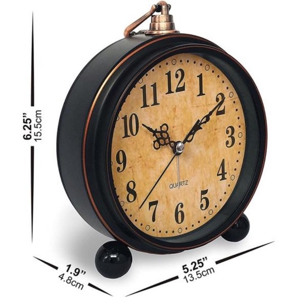 Vintage Analog Alarm Clock, 5.25 inch Small Silent Desk Clock with Night Light - Picture 4 of 5